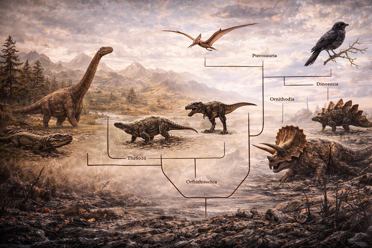 Dinosaurusten evoluutio — sukupuu arkosaureista nykypäivän lintuihin