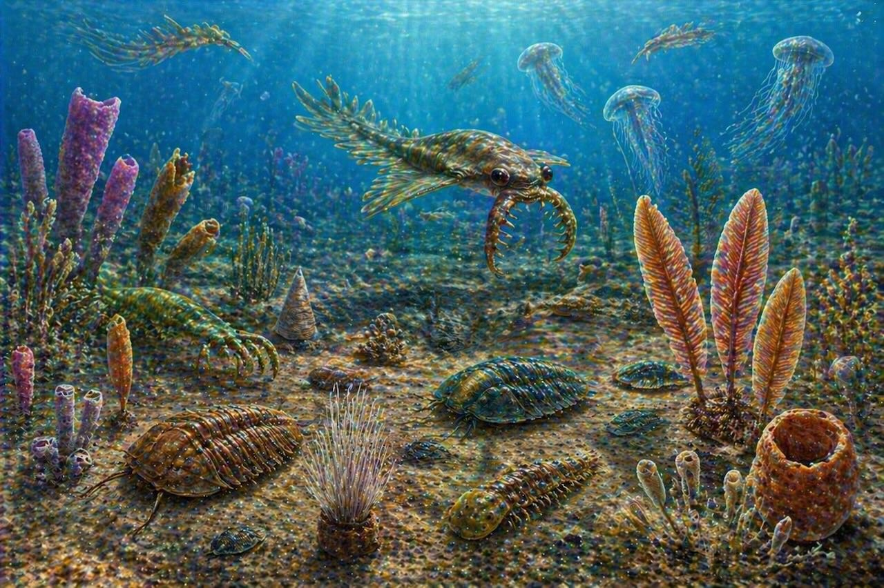 Kambrikausi — merenalainen maailma täynnä outoja eliöitä kambrikauden räjähdyksen aikana