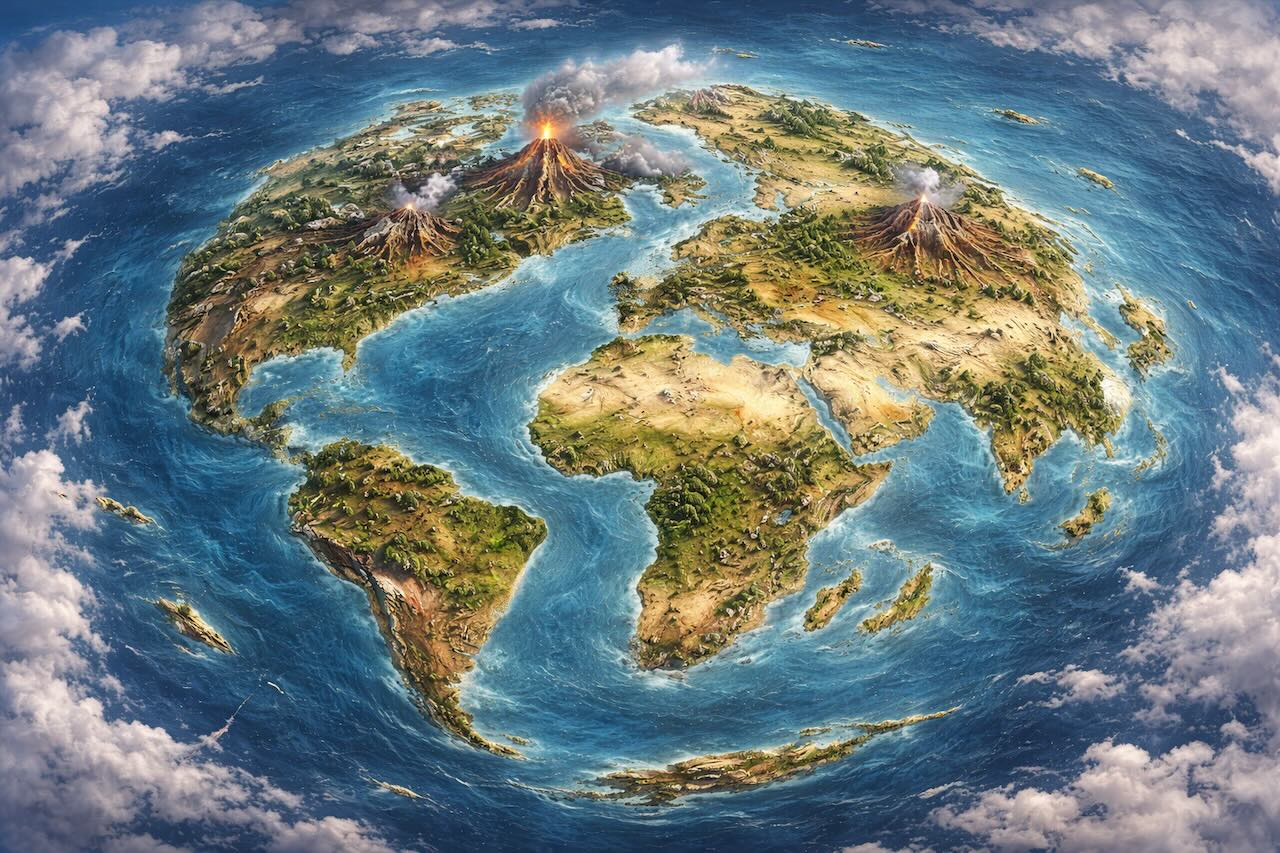 Triaskausi — Pangea-supermannerkartta dinosaurusten syntyajalta