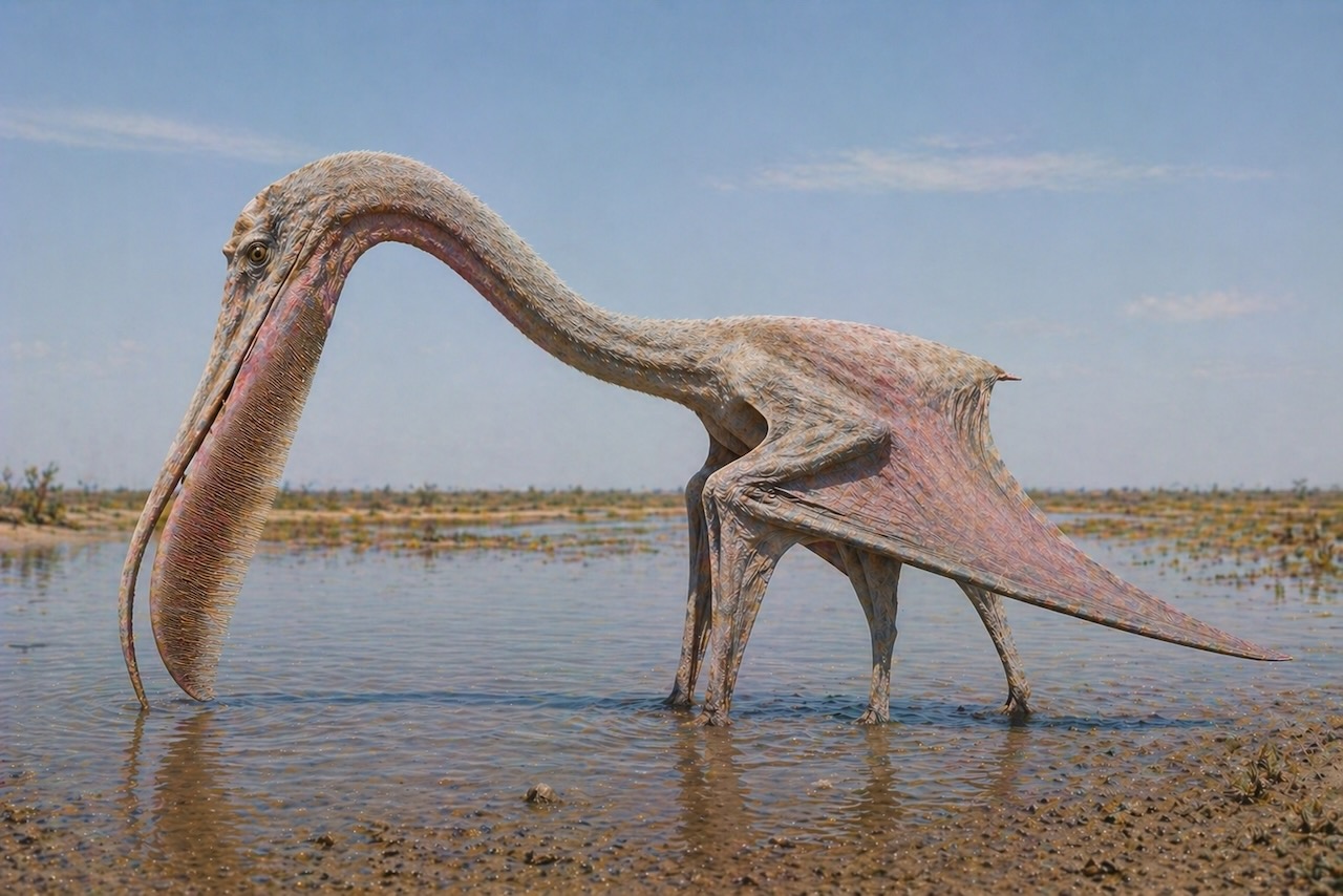 Pterodaustro guinazui — lentolisko-flamingo Argentiinasta, joka siivilöi planktonia tuhansilla harjamaisilla hampailla