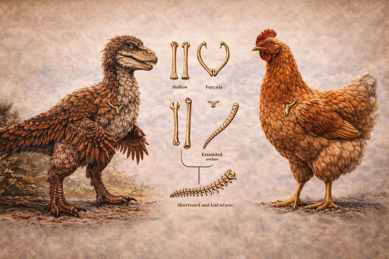 Dinosaurusten evoluutio — vertailu dinosauruksen ja modernin linnun välillä