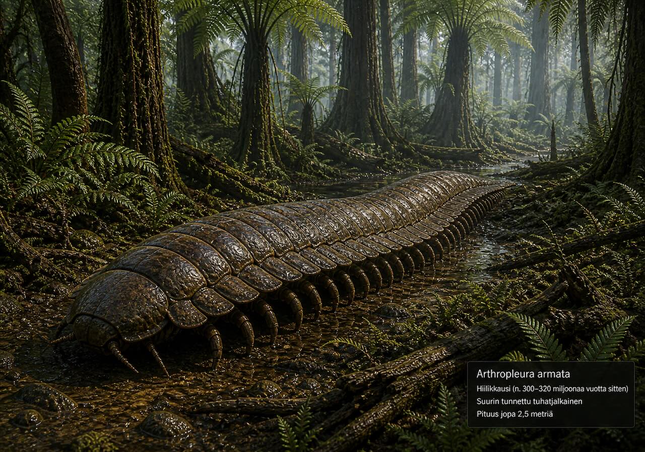 Karbon - Arthropleura, jättituhatjalkainen kivihiilimetsässä