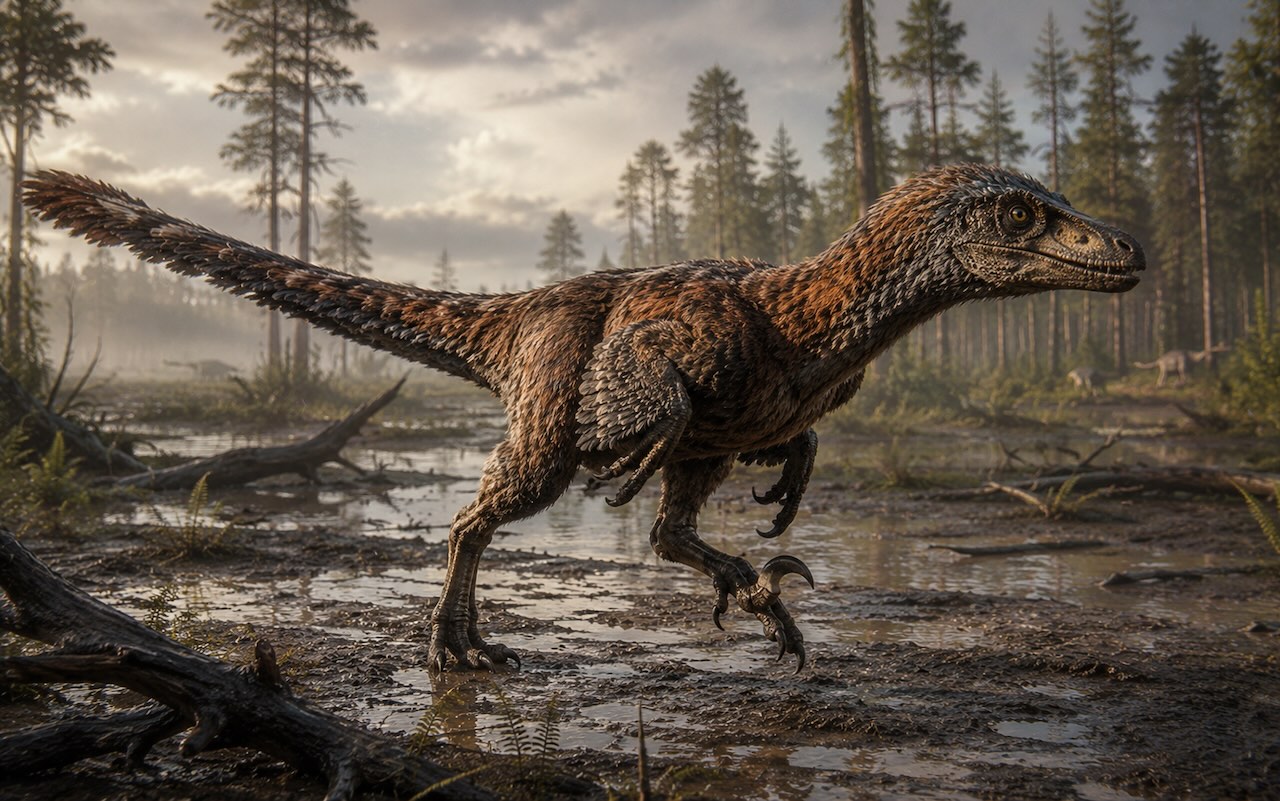Deinonychus esittelee sirppikynttään