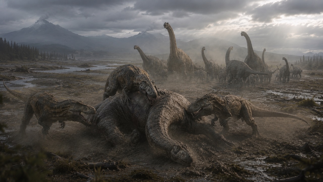 Liitukausi - Giganotosaurus, eteläisen pallonpuoliskon jättipeto habitaatissaan