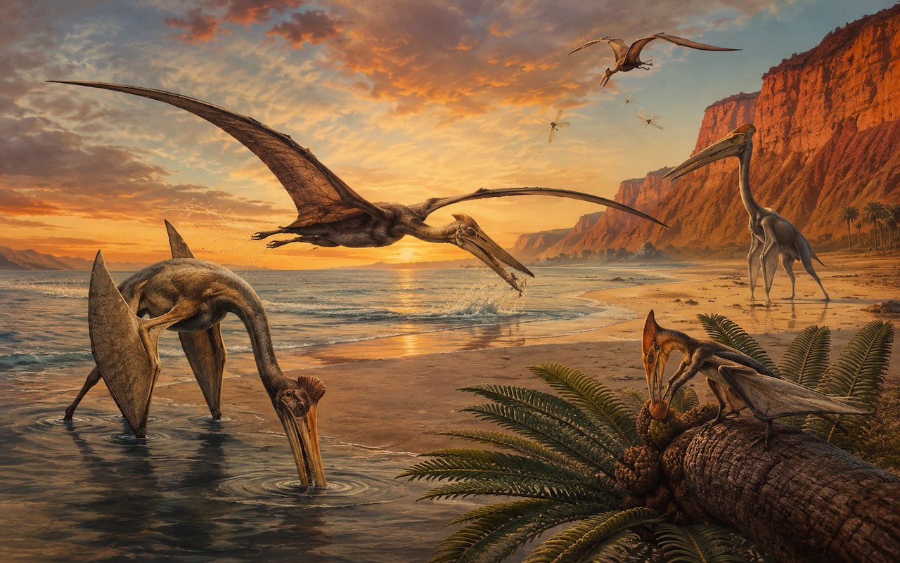 Pterosaurusten ravintolokerot — kalansyöjä, filtterifeedaaja, maa-kahlaaja ja hyönteissyöjä rinnakkain