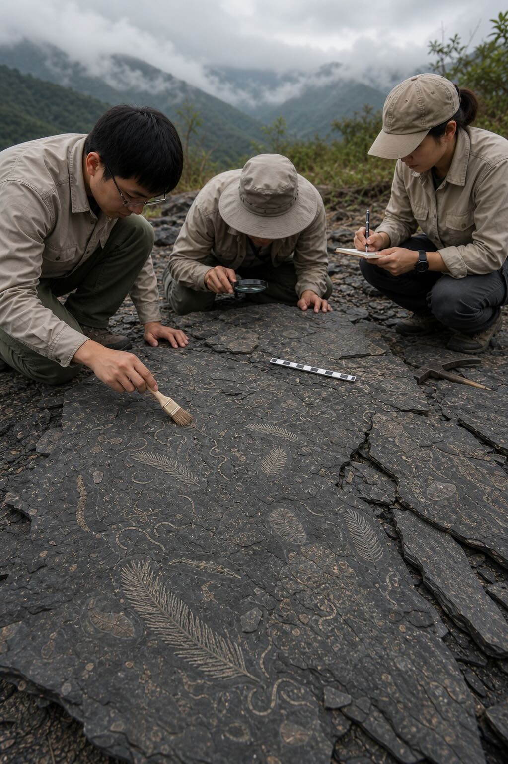 Paleontologinen kenttätyöskentely Yunnanin vuoristossa — Jiangchuan Biotan löytöalue Kiinassa