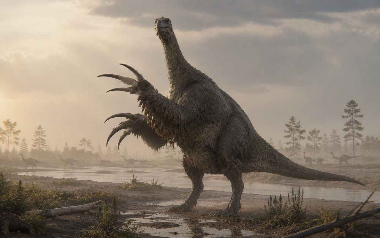 Therizinosaurus esittelee kynsiään