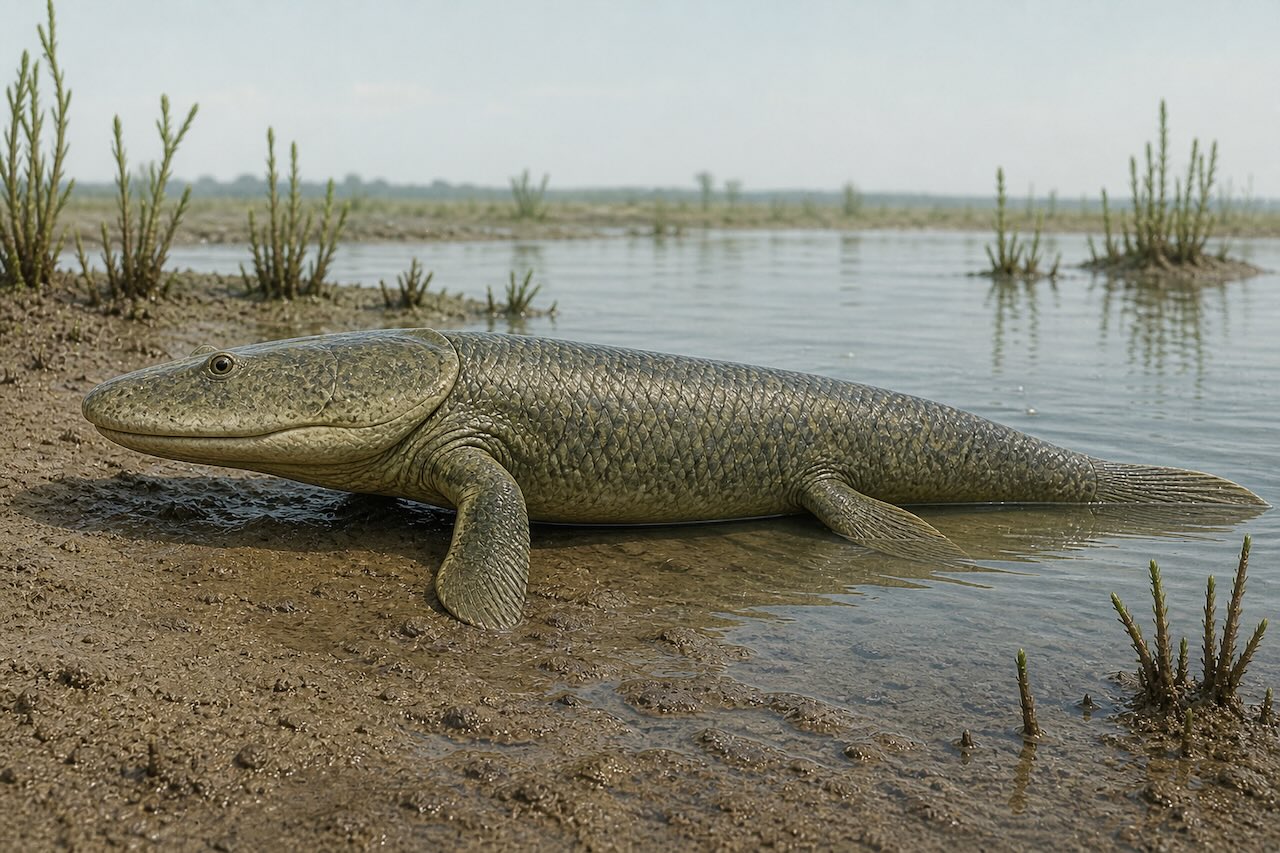 Devoni - Tiktaalik roseae, kala-jalkainen siirtymämuoto