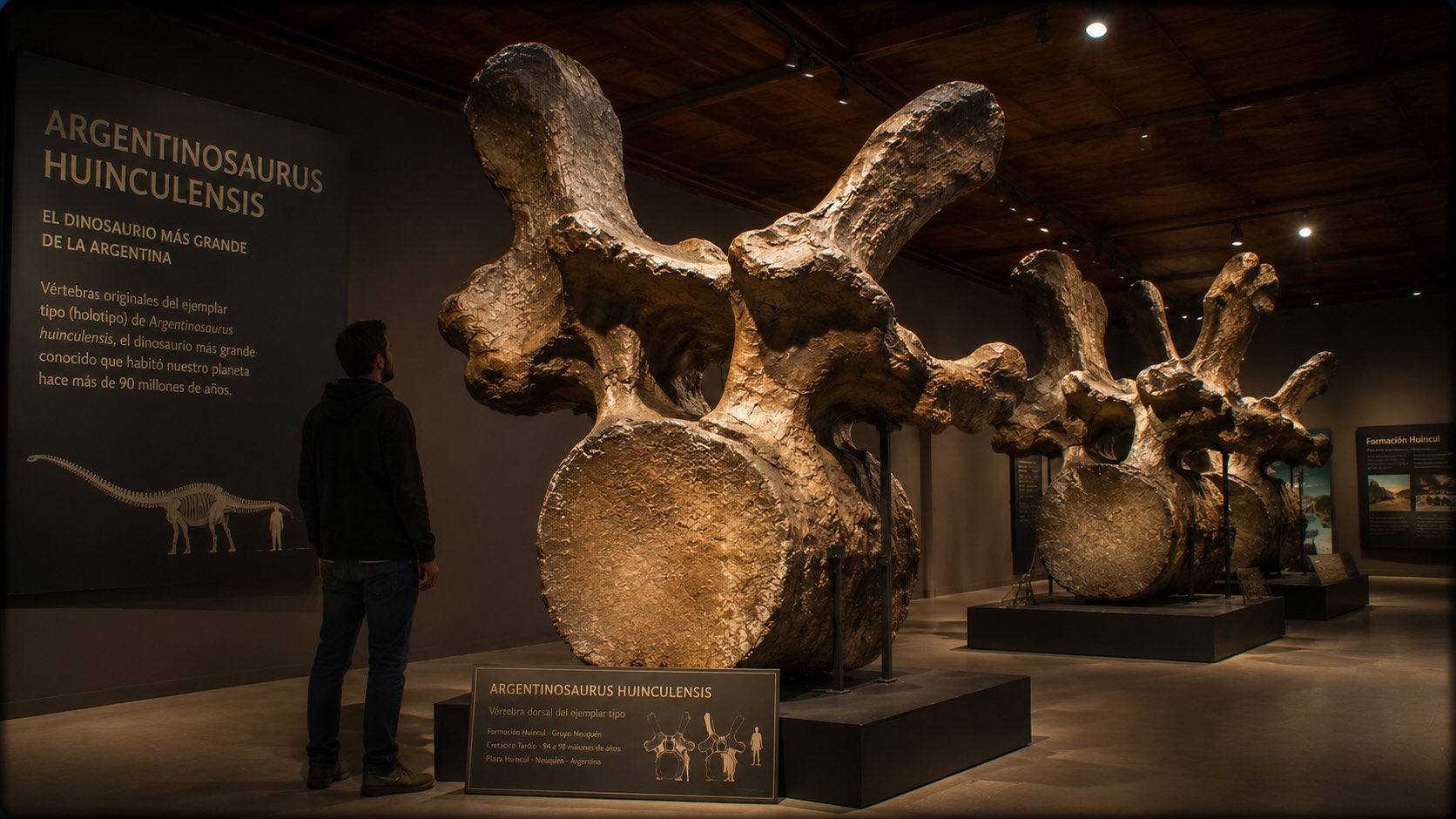 Argentinosaurus huinculensis – titanosauruksen luut Museo Carmen Funesissa, Plaza Huincul, Neuquén, Argentiina