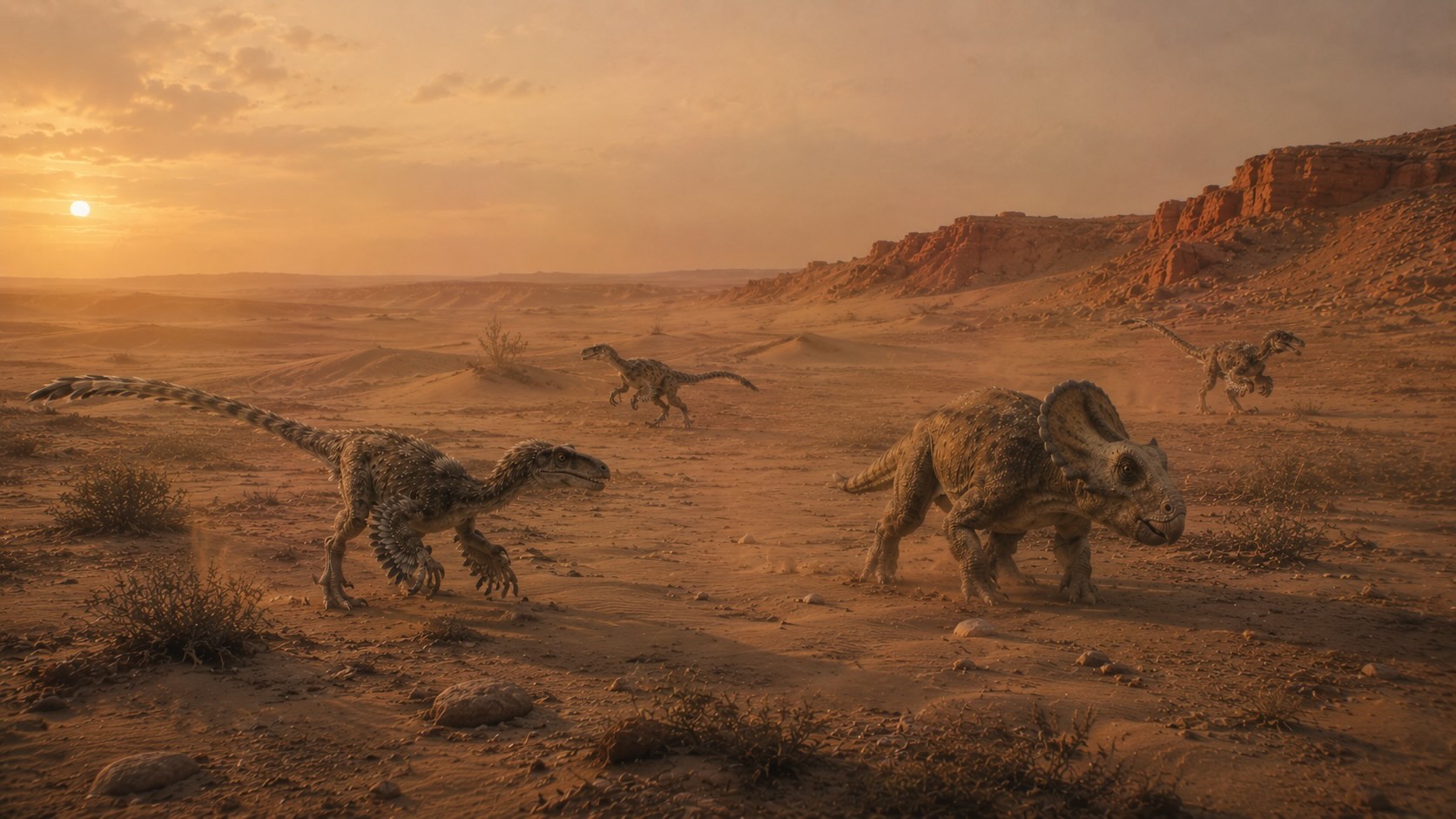 Gobin autiomaa — Velociraptor ja Protoceratops liitukauden hiekkadyyneillä