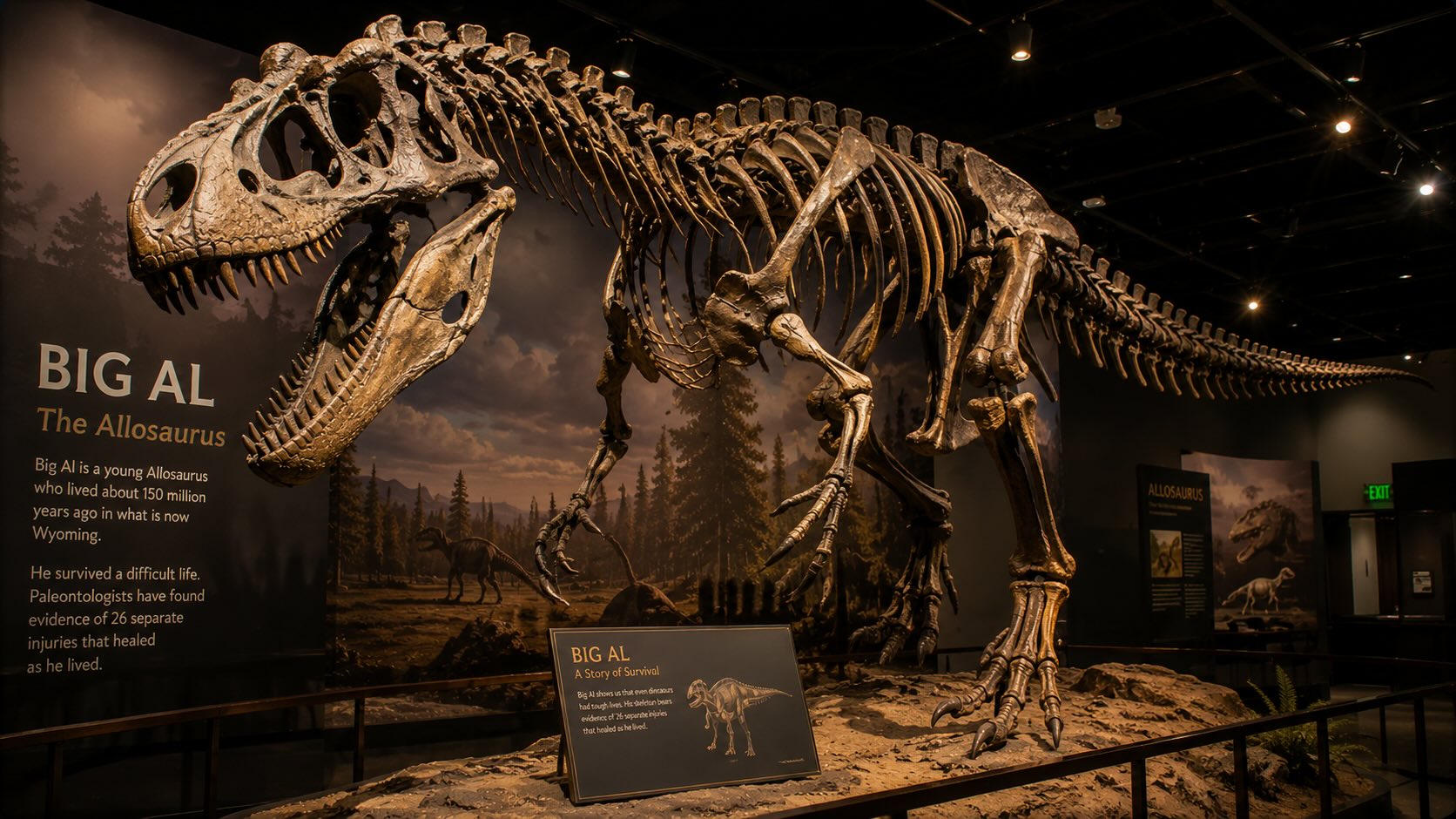 Big Al Allosaurus – Allosaurus jimmadseni -luuranko Geological Museumissa, University of Wyoming, Laramie, Yhdysvallat