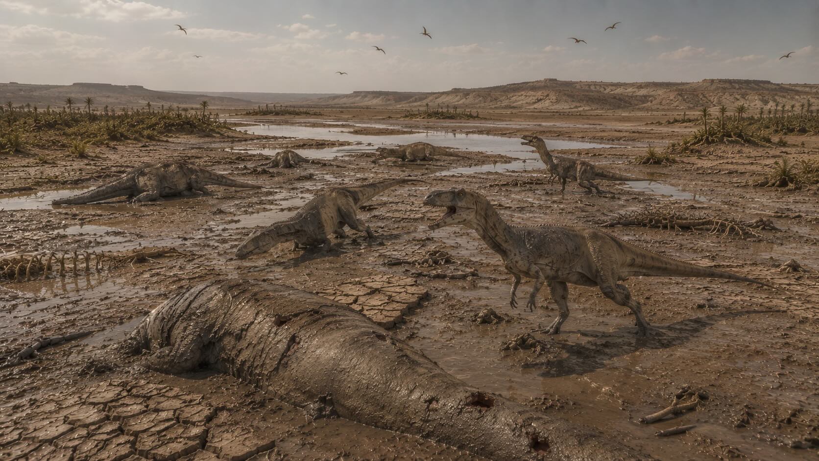Cleveland-Lloyd Quarry Allosaurus-yksilöitä jurakauden mutaloukussa
