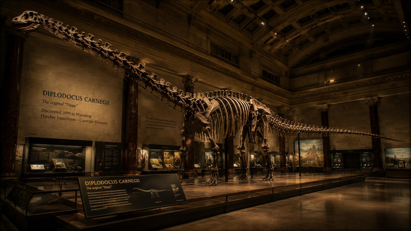 Diplodocus Carnegii – Dippy-sauropodi Carnegie Museum of Natural Historyssa, Pittsburgh, Pennsylvania, Yhdysvallat