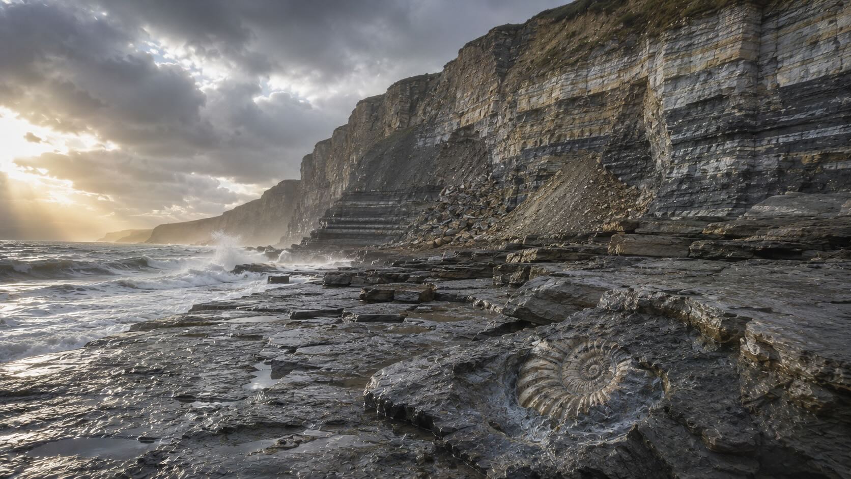 Jurassic Coast Etelä-Englannin kerrostuneet kalliojyrkänteet