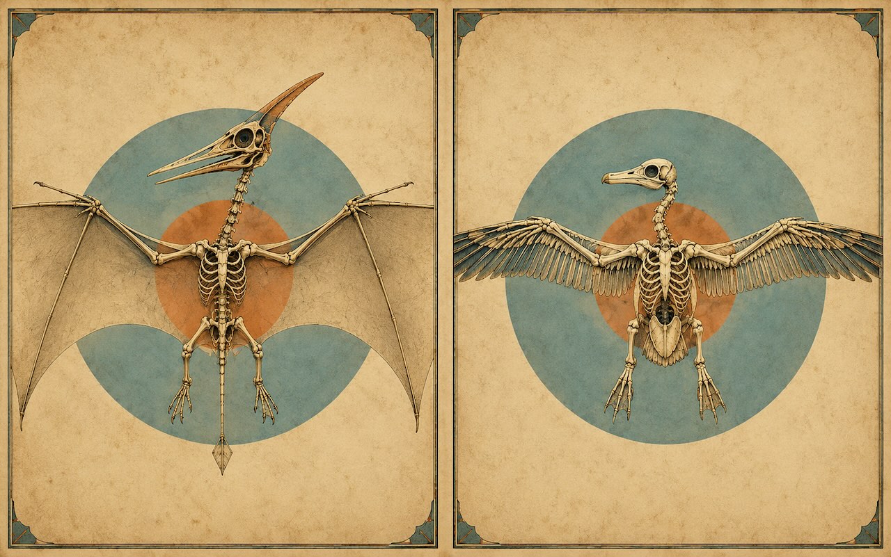 Pterosauruksen lentokyky vs. lintujen — Rhamphorhynchus, lokki ja albatrossi vertailussa