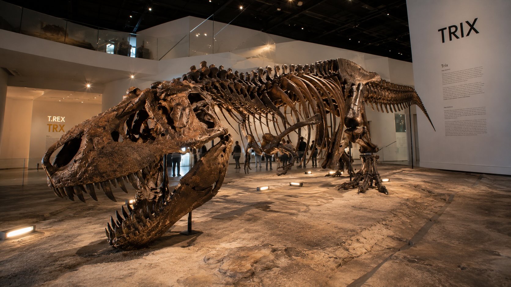 Trix T. rex -fossiili museonäyttelyssä