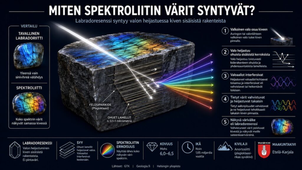 MITEN SPEKTROLIITIN VÄRIT SYNTYVÄT