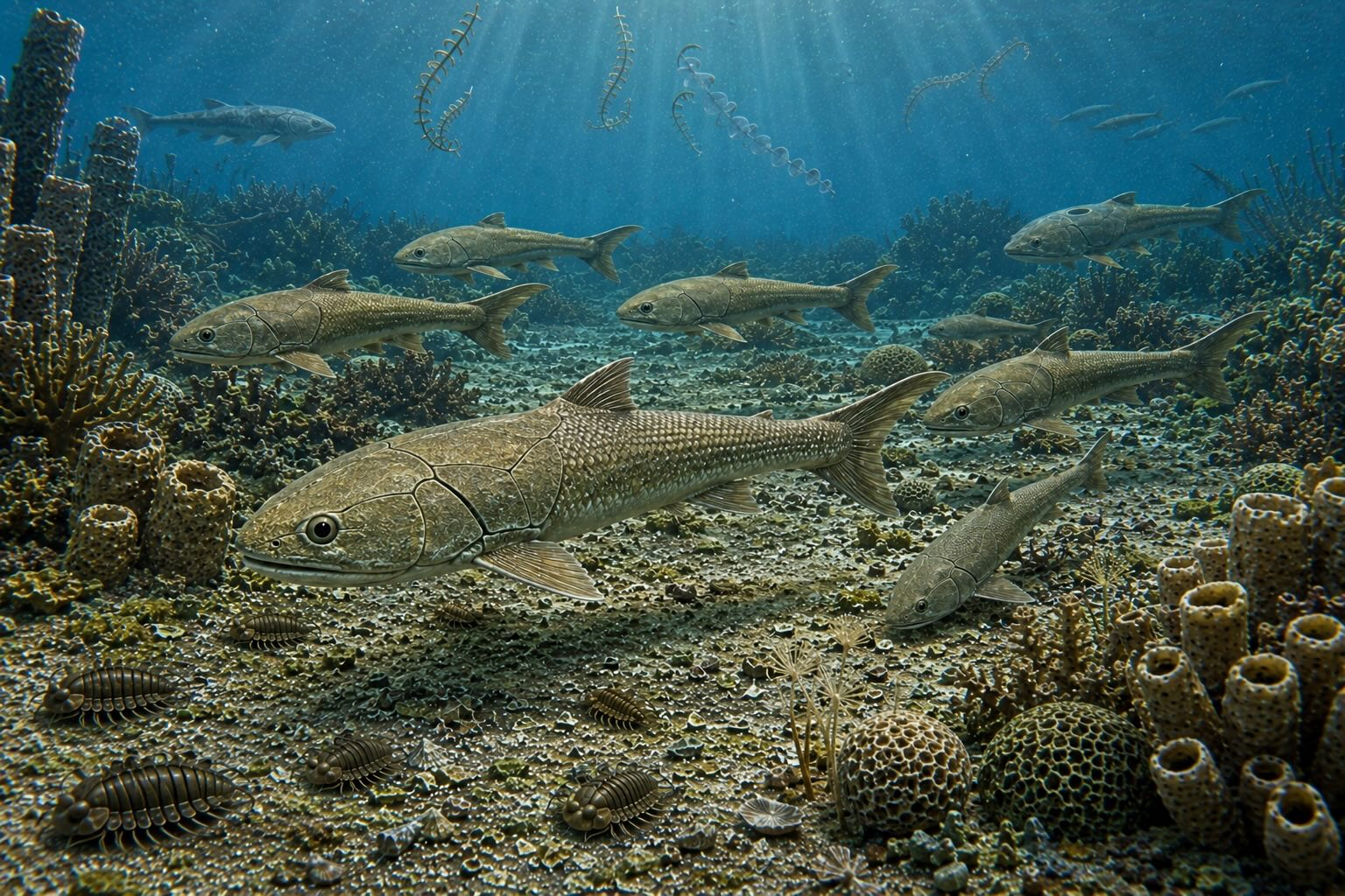 Entelognathus primordialis, siluurikauden panssarikala jolla oli modernit leukaluut