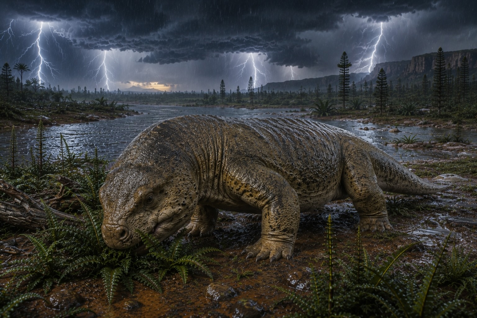 Moschops, paksukalloinen dinocephali-therapsidi