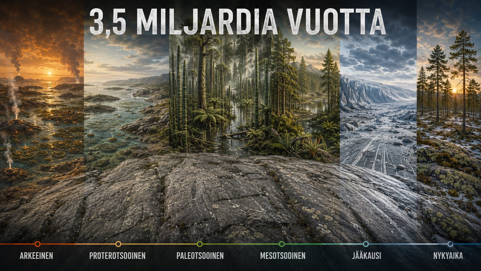 Pudasjärven Siuruan gneissi aikajanakuva
