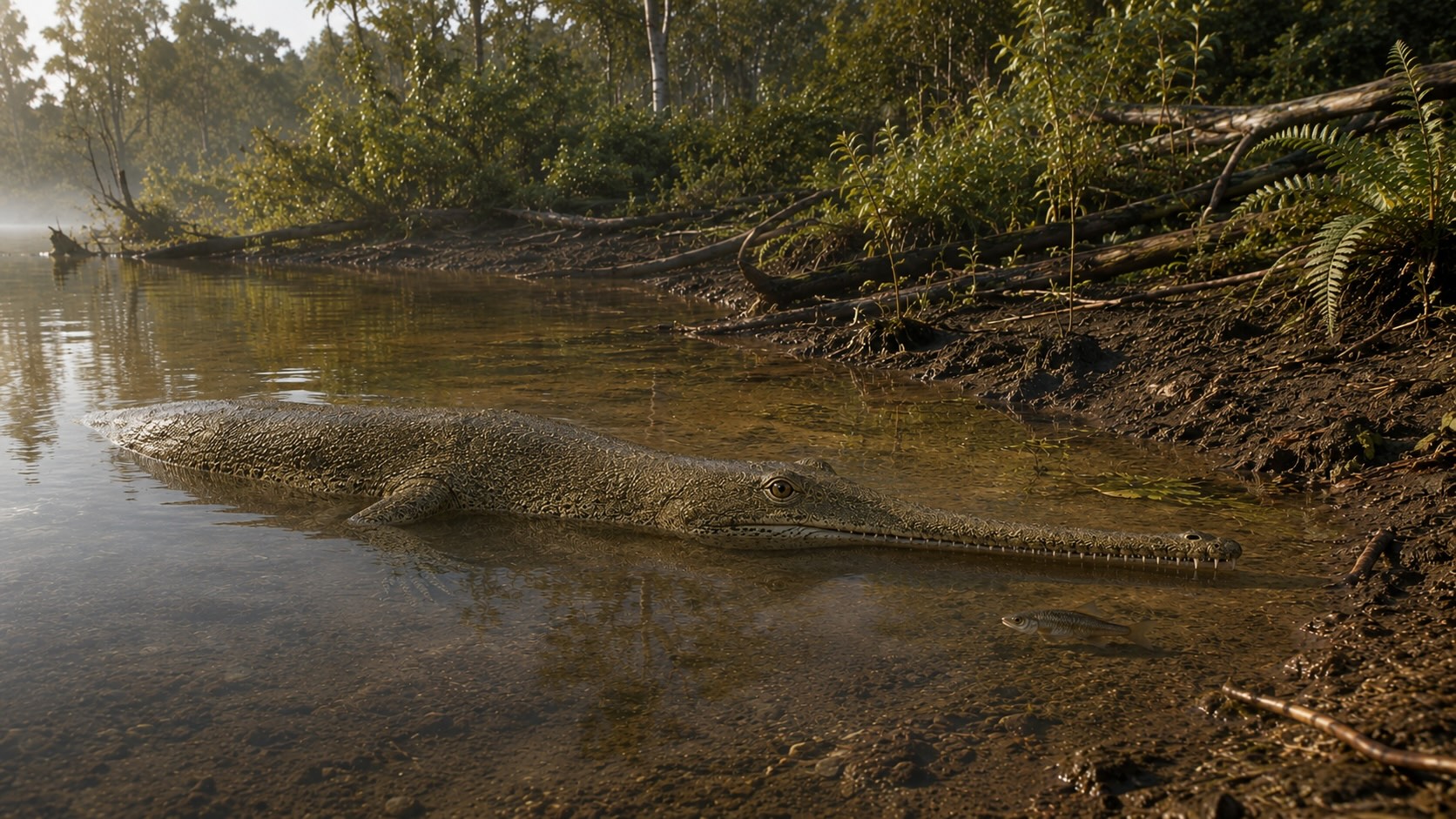 Paleoseenikausi - Champsosaurus, gaviaalimainen matelija joka selvisi dinosaurusten sukupuutosta