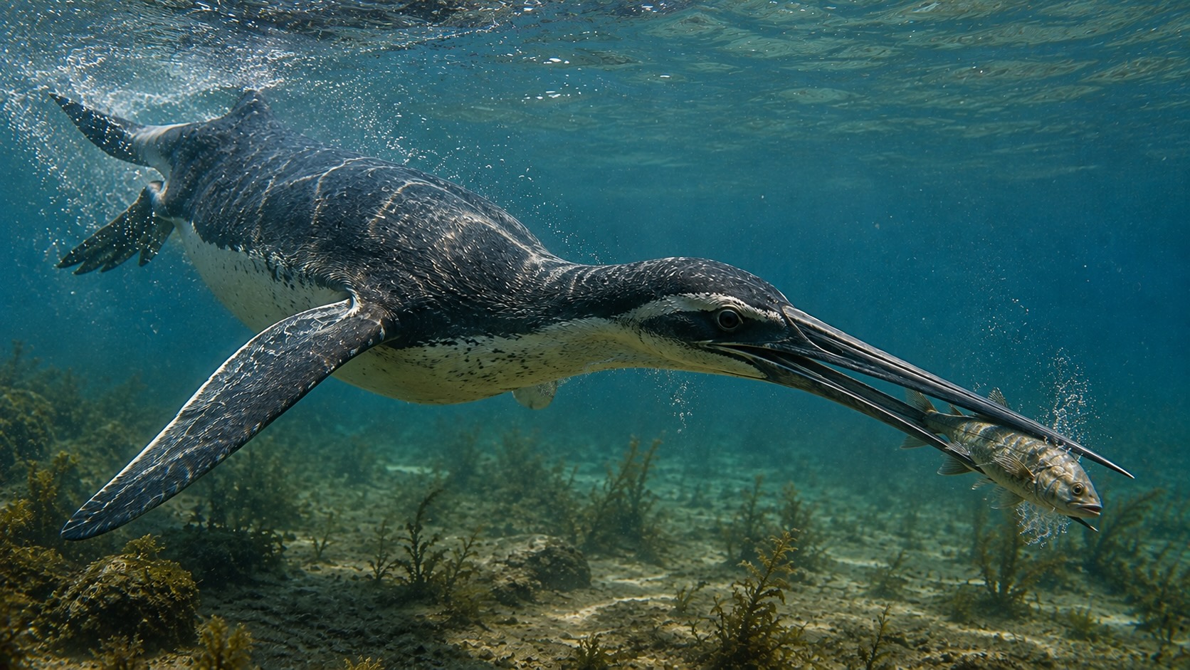 Eoseeni - Icadyptes salasi, jättimäinen pingviini pitkine keihäsmäisine nokkineen