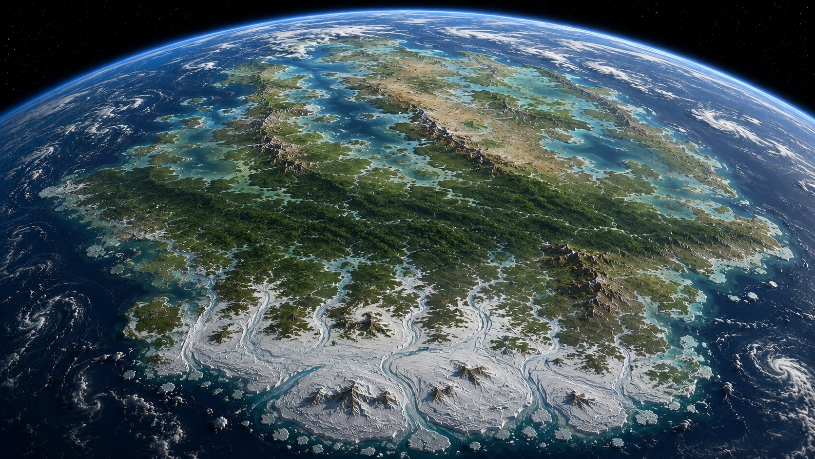 Karbonin maailma — kokoontuva Pangea, päiväntasaajan hiilimetsät ja etelänavan jäätikkö